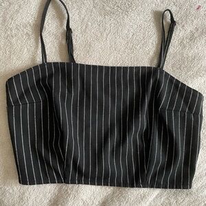 Hollister Black Pinstripe Spaghetti Strap Crop Top